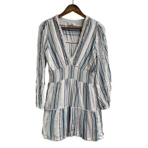 bhldn maya long-sleeve twist satin mini dress BHLDN Maya Long-Sleeve Twist Satin Mini Dress in White Size S